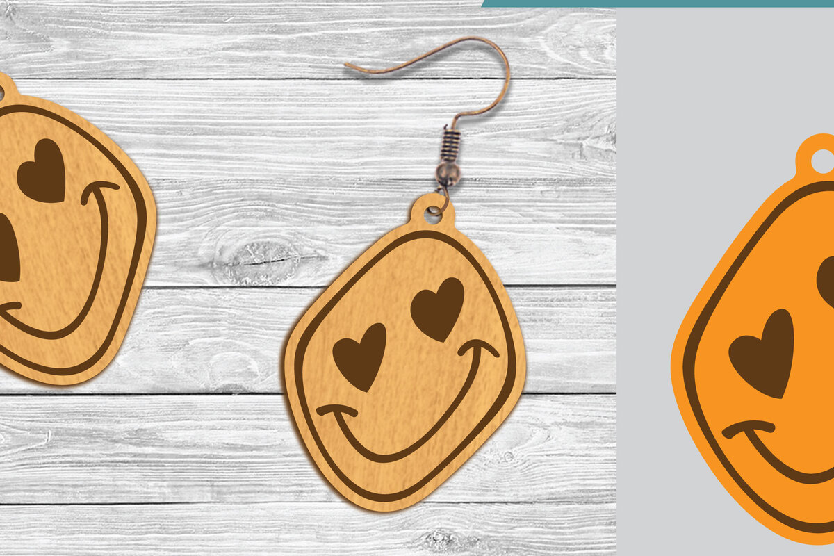 Intra απο ξύλο plywood 3mm-4mm πάχος – Σκουλαρίκια Smile Face 3 Δίασταση  5x5 cm INTRAFABR-104777472