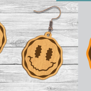 Intra απο ξύλο plywood 3mm-4mm πάχος – Σκουλαρίκια Smile Face 4 Δίασταση  5x5 cm INTRAFABR-104777514 - Image 1