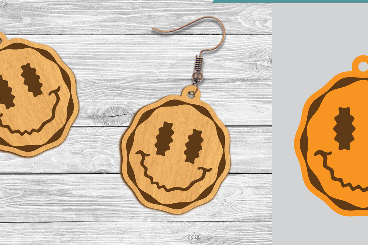 Intra απο ξύλο plywood 3mm-4mm πάχος – Σκουλαρίκια Smile Face 4 Δίασταση  5x5 cm INTRAFABR-104777514