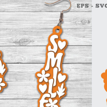 Intra απο ξύλο plywood 3mm-4mm πάχος – Σκουλαρίκια Smile Lasercut Δίασταση  5x5 cm INTRAFABR-111698089 - Image 1