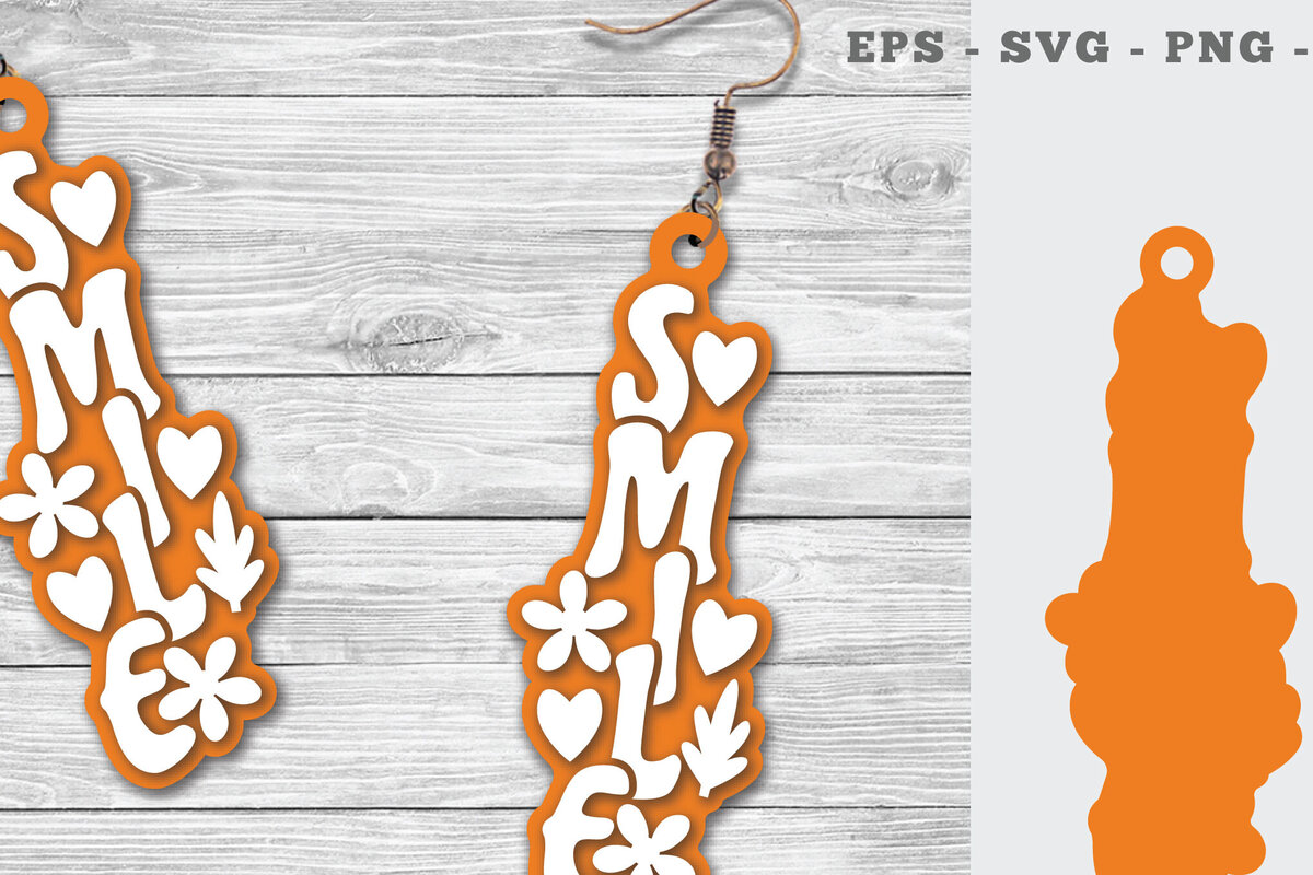 Intra απο ξύλο plywood 3mm-4mm πάχος – Σκουλαρίκια Smile Lasercut Δίασταση  5x5 cm INTRAFABR-111698089