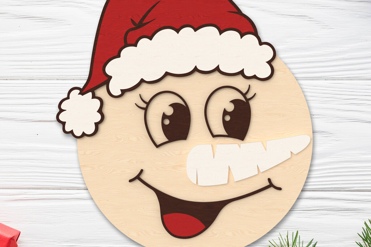 Intra απο ξύλο plywood 3mm-4mm πάχος – Χαμογελαστός Χιονάνθρωπος Χριστουγεννιάτικη διακόσμηση τοίχου Δίασταση  40x30 cm INTRAFABR-107375695