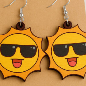 Intra απο ξύλο plywood 3mm-4mm πάχος – Smiling Sun Earrings Δίασταση  5x5 cm INTRAFABR-125313071