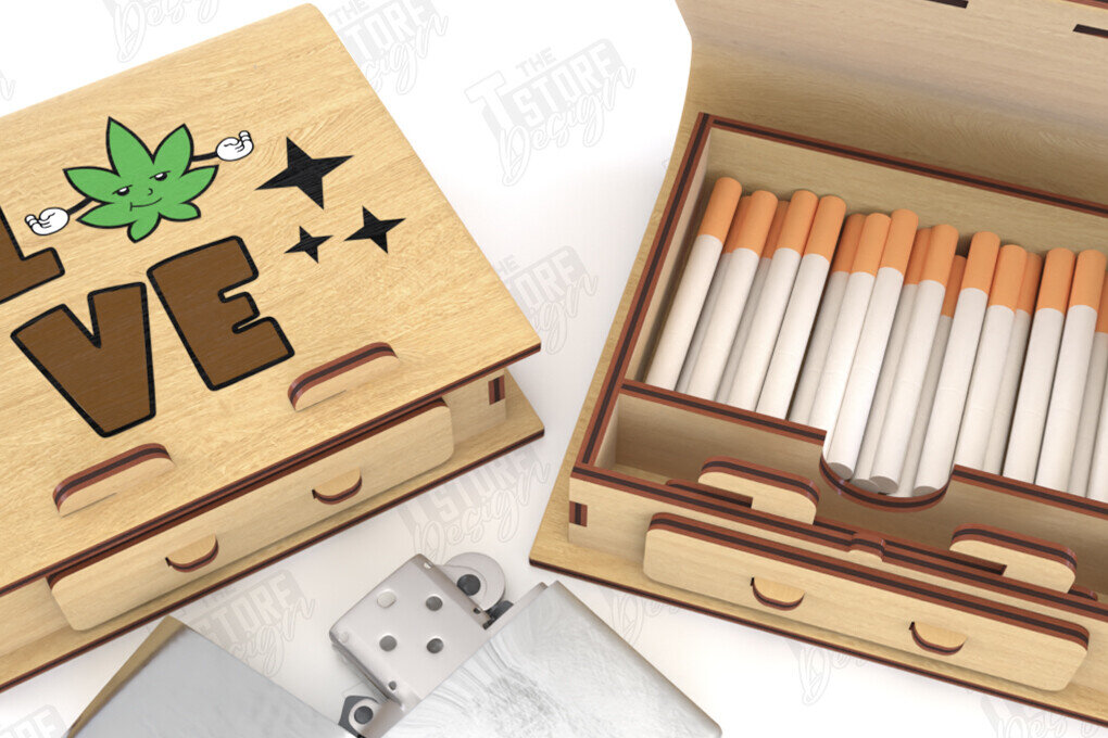 Intra απο ξύλο plywood 3mm-4mm πάχος – Κουτί αποθήκευσης καπνίσματος | Αρχείο CNC Δίασταση  20x20 cm INTRAFABR-120417414