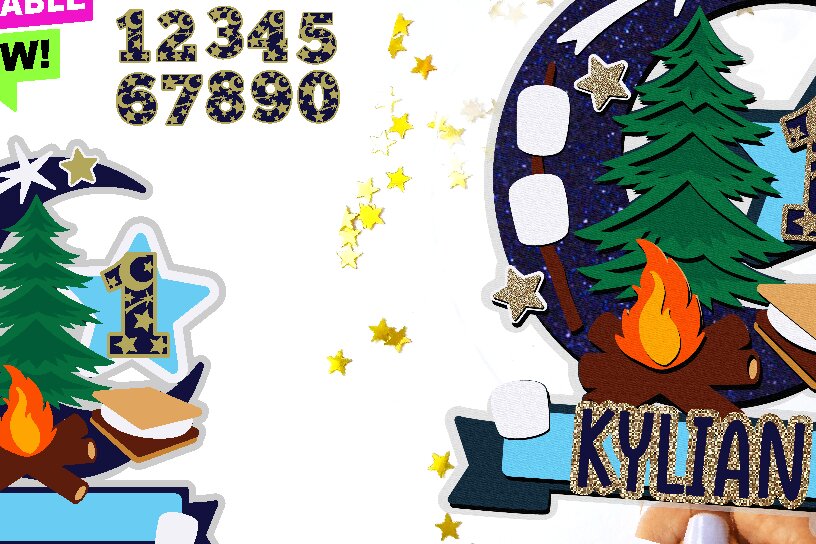 Intra απο ξύλο plywood 3mm-4mm πάχος – Smores Birthday Cake Topper Δίασταση  20x20 cm INTRAFABR-88695820