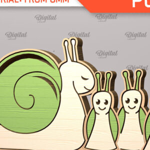 Intra απο ξύλο plywood 3mm-4mm πάχος – Snail Family Puzzle Δίασταση  20x20 cm INTRAFABR-99619300