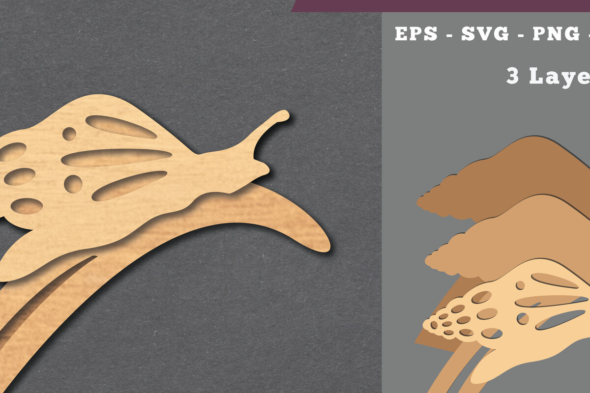 Intra απο ξύλο plywood 3mm-4mm πάχος – Σαλιγκάρι σε φύλλο Διακόσμηση κοπής με λέιζερ Δίασταση  20x20 cm INTRAFABR-112075066