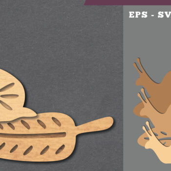 Intra απο ξύλο plywood 3mm-4mm πάχος – Σαλιγκάρι σε φύλλο Διακόσμηση κοπής με λέιζερ Δίασταση  20x20 cm INTRAFABR-112075148 - Image 1