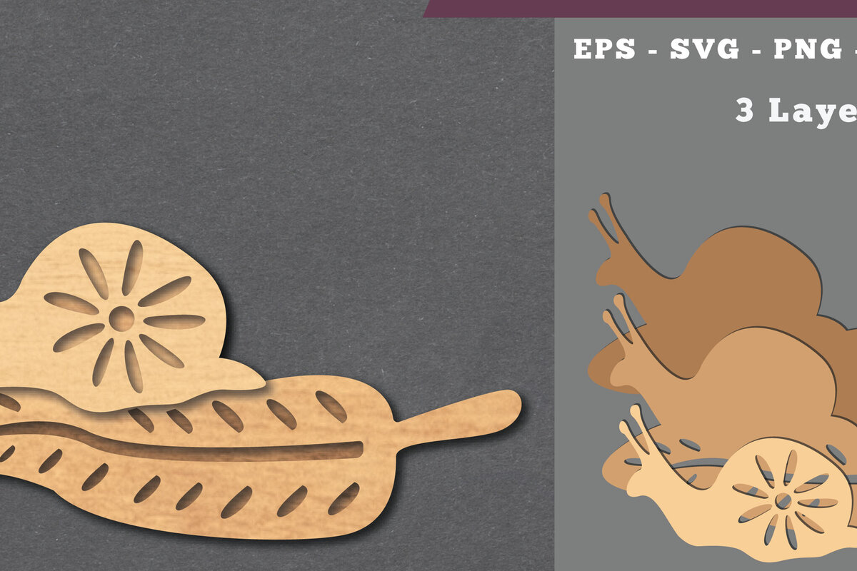 Intra απο ξύλο plywood 3mm-4mm πάχος – Σαλιγκάρι σε φύλλο Διακόσμηση κοπής με λέιζερ Δίασταση  20x20 cm INTRAFABR-112075148