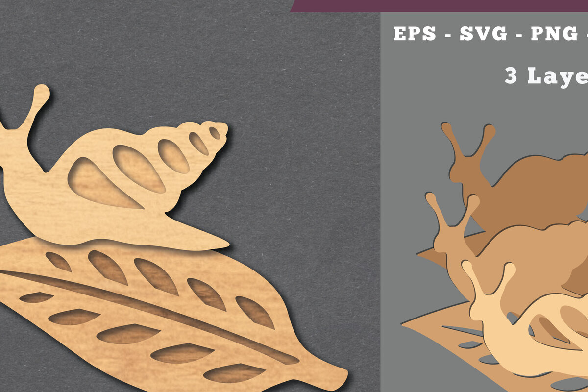 Intra απο ξύλο plywood 3mm-4mm πάχος – Σαλιγκάρι σε φύλλο Διακόσμηση κοπής με λέιζερ Δίασταση  20x20 cm INTRAFABR-112075022