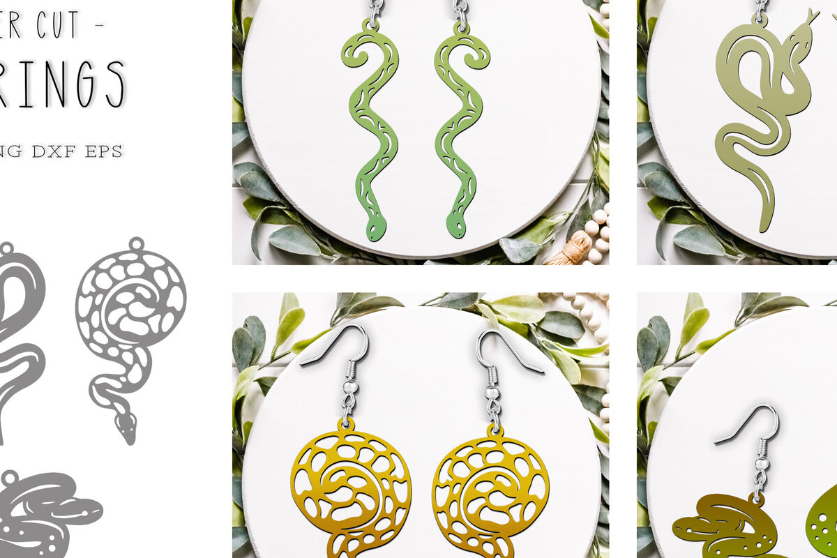 Intra απο ξύλο plywood 3mm-4mm πάχος – Snake Animal EarringsSet Δίασταση  5x5 cm INTRAFABR-120848069