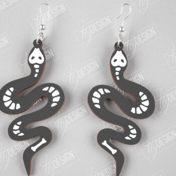 Intra απο ξύλο plywood 3mm-4mm πάχος – Σκουλαρίκια Snake Skeleton | Κοσμήματα | CNC Δίασταση  5x5 cm INTRAFABR-105271519 - Image 1