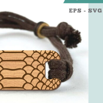 Intra απο ξύλο plywood 3mm-4mm πάχος – Βραχιόλι κοπής με λέιζερ με υφή δέρματος φιδιού Δίασταση 20x20 cm INTRAFABR-106404531 - Image 1