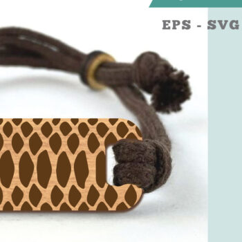 Intra απο ξύλο plywood 3mm-4mm πάχος – Βραχιόλι κοπής με λέιζερ με υφή δέρματος φιδιού Δίασταση 20x20 cm INTRAFABR-106404454 - Image 1