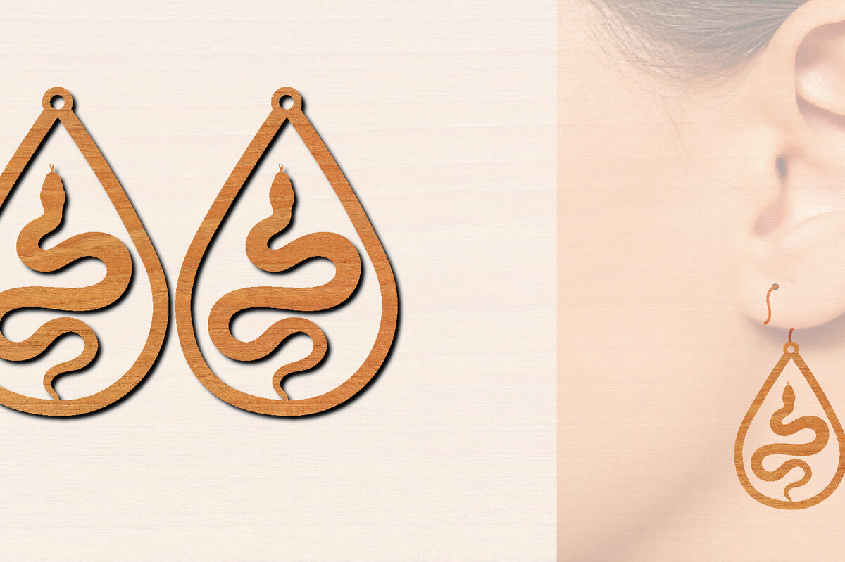 Intra απο ξύλο plywood 3mm-4mm πάχος – Ξύλινα σκουλαρίκια Snake Δίασταση  5x5 cm INTRAFABR-100326409