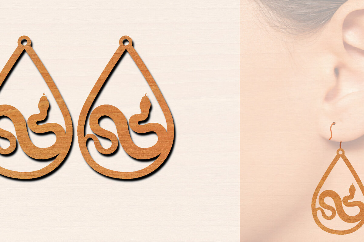 Intra απο ξύλο plywood 3mm-4mm πάχος – Ξύλινα σκουλαρίκια Snake Δίασταση  5x5 cm INTRAFABR-100326452