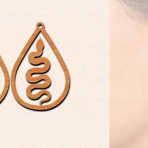 Intra απο ξύλο plywood 3mm-4mm πάχος – Ξύλινα σκουλαρίκια Snake Δίασταση  5x5 cm INTRAFABR-100326348