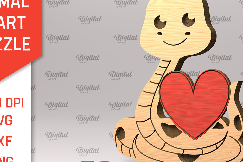 Intra απο ξύλο plywood 3mm-4mm πάχος – Snake Wooden Puzzle Δίασταση  20x20 cm INTRAFABR-97714800