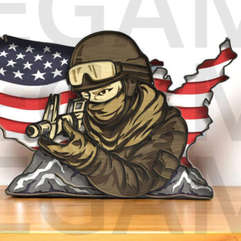 Intra απο ξύλο plywood 3mm-4mm πάχος – Sniper Soldier Χάρτης ΗΠΑ Δίασταση  20x20 cm INTRAFABR-123433136 - Image 1