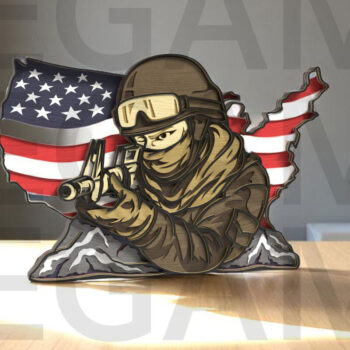 Intra απο ξύλο plywood 3mm-4mm πάχος – Sniper Soldier Χάρτης ΗΠΑ Δίασταση  20x20 cm INTRAFABR-123433136 - Image 3