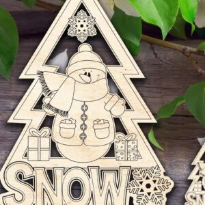 Intra απο ξύλο plywood 3mm-4mm πάχος – Χιόνι χριστουγεννιάτικο δέντρο σημάδι και στολίδι Δίασταση  20x20 cm INTRAFABR-32474195