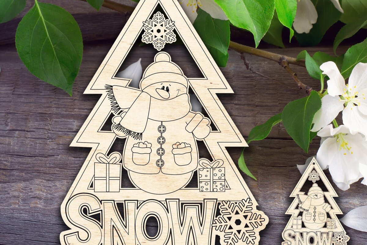 Intra απο ξύλο plywood 3mm-4mm πάχος – Χιόνι χριστουγεννιάτικο δέντρο σημάδι και στολίδι Δίασταση  20x20 cm INTRAFABR-32474195