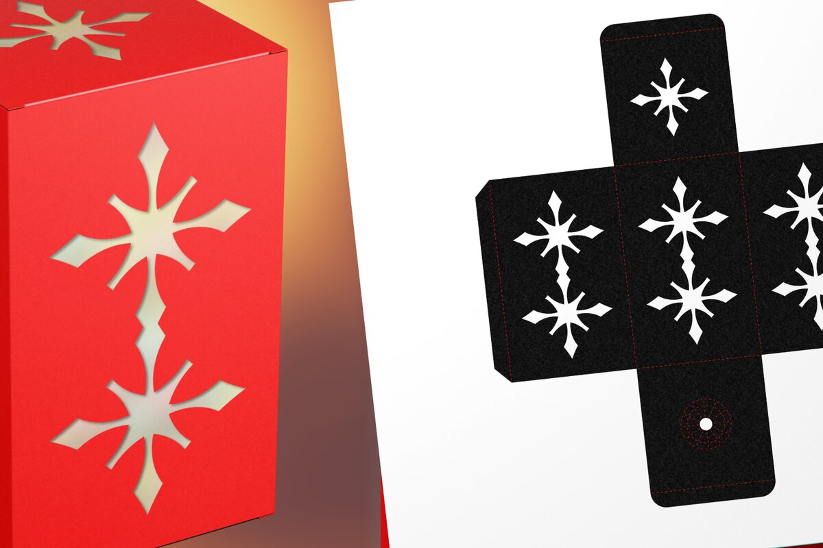 Intra απο ξύλο plywood 3mm-4mm πάχος – Snow Crystal 1 Tea Light Lantern Δίασταση  20x20 cm INTRAFABR-108348154