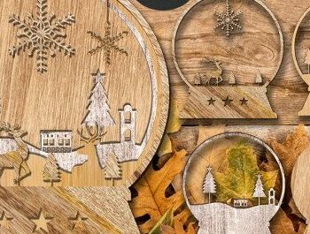 Intra απο ξύλο plywood 3mm-4mm πάχος – Snow Globe Δίασταση  20x20 cm INTRAFABR-42613919 - Image 1