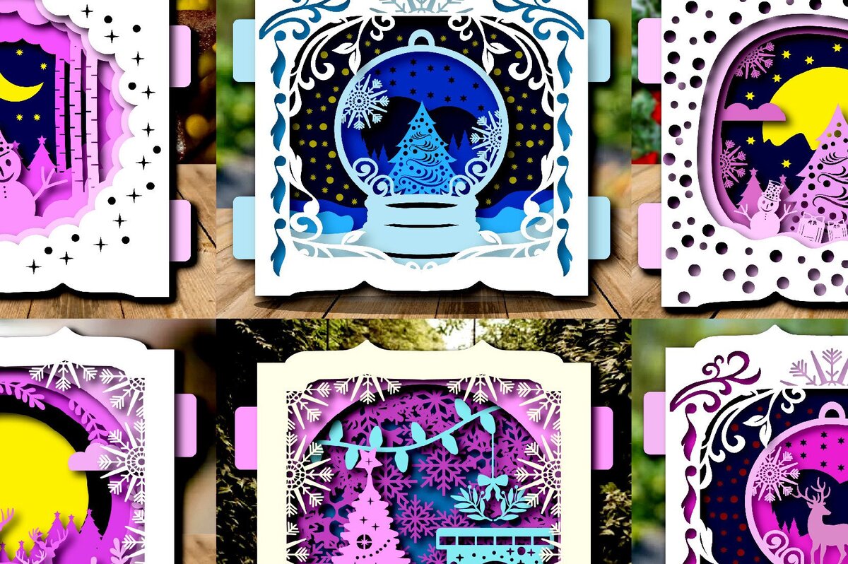 Intra απο ξύλο plywood 3mm-4mm πάχος – Πακέτο Χριστουγεννιάτικων καρτών Snow Globe Pop Up Δίασταση  20x20 cm INTRAFABR-38884315