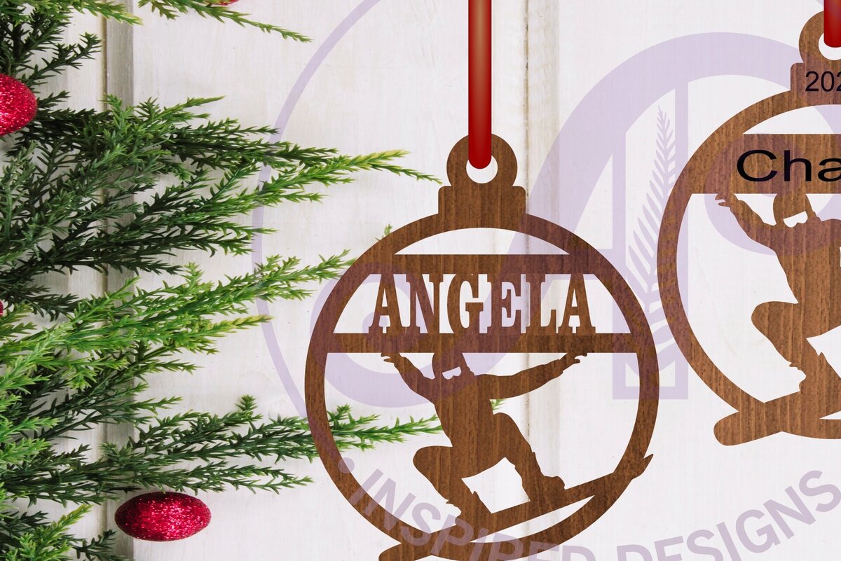 Intra απο ξύλο plywood 3mm-4mm πάχος – Χριστουγεννιάτικο στολίδι Snowboarder Laser Δίασταση  20x20 cm INTRAFABR-107378543