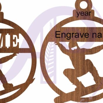 Intra απο ξύλο plywood 3mm-4mm πάχος – Χριστουγεννιάτικο στολίδι Snowboarder Laser Δίασταση  20x20 cm INTRAFABR-107378543 - Image 3