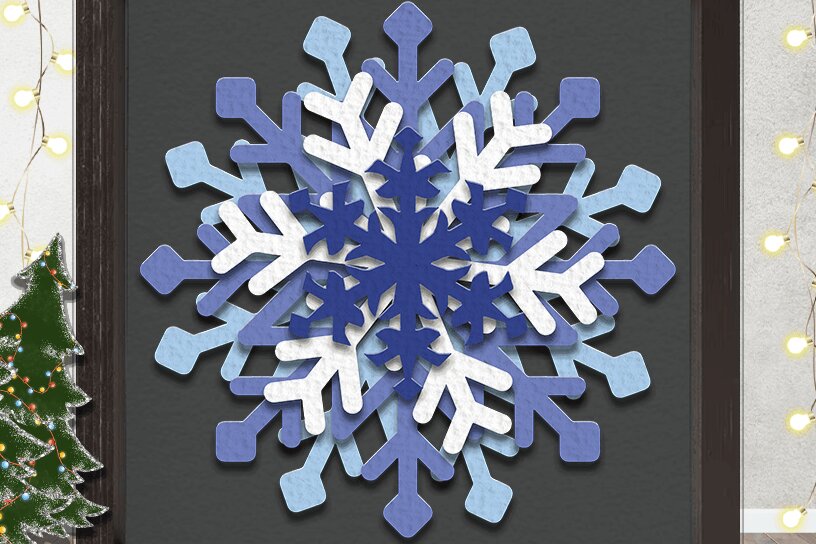 Intra απο ξύλο plywood 3mm-4mm πάχος – Snowflake 3D Layer Δίασταση  20x20 cm INTRAFABR-35849422