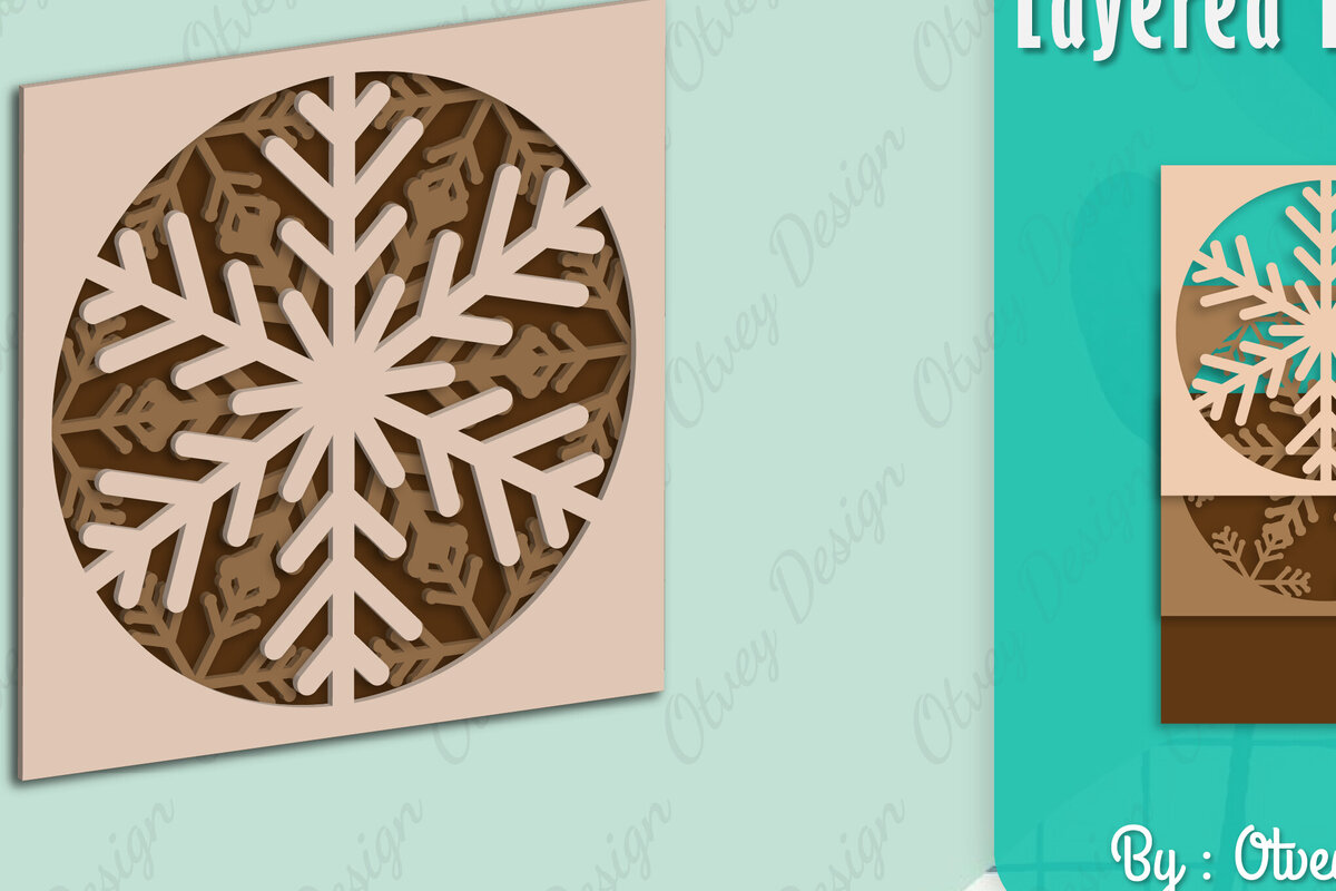 Intra απο ξύλο plywood 3mm-4mm πάχος – Snowflake 3D Lasered Lasercut Δίασταση  20x20 cm INTRAFABR-109158398