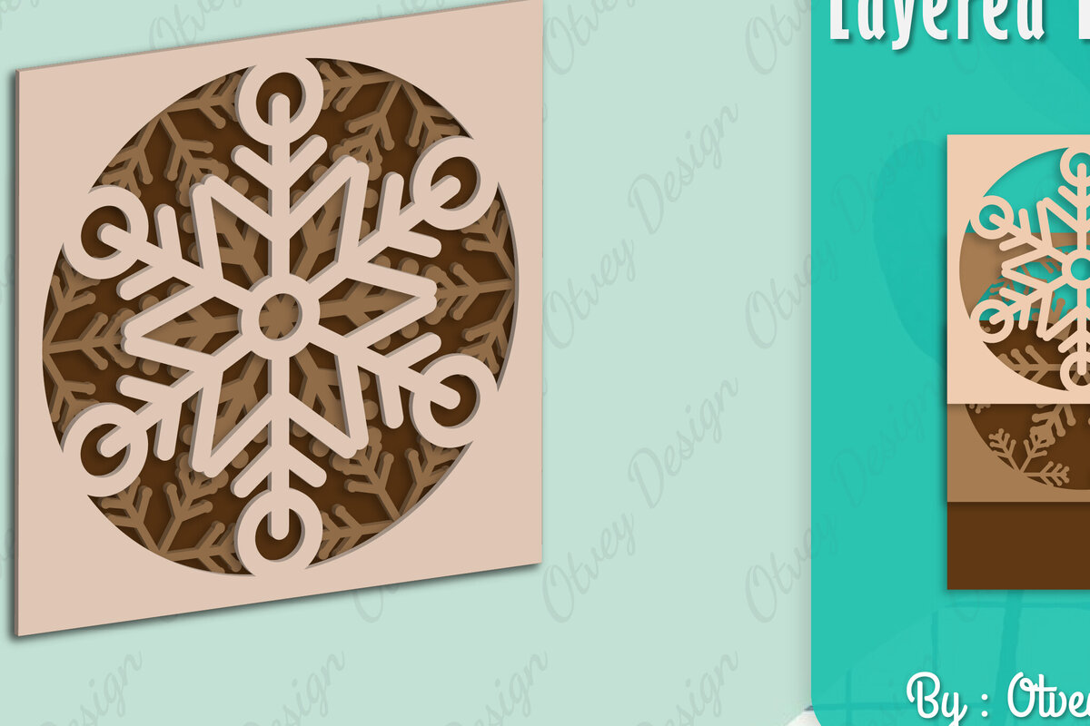 Intra απο ξύλο plywood 3mm-4mm πάχος – Snowflake 3D Lasered Lasercut Δίασταση  20x20 cm INTRAFABR-109158444