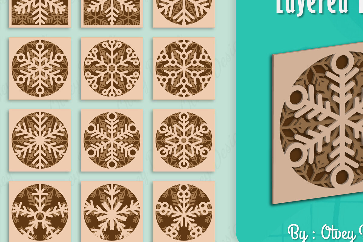 Intra απο ξύλο plywood 3mm-4mm πάχος – Snowflake 3D Lasered Lasercut Δίασταση  20x20 cm INTRAFABR-109158630