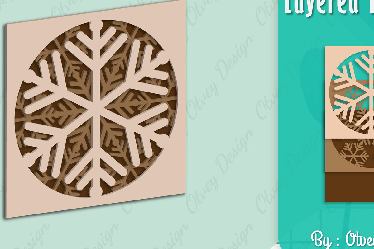 Intra απο ξύλο plywood 3mm-4mm πάχος – Snowflake 3D Lasered Lasercut Δίασταση  20x20 cm INTRAFABR-109157928