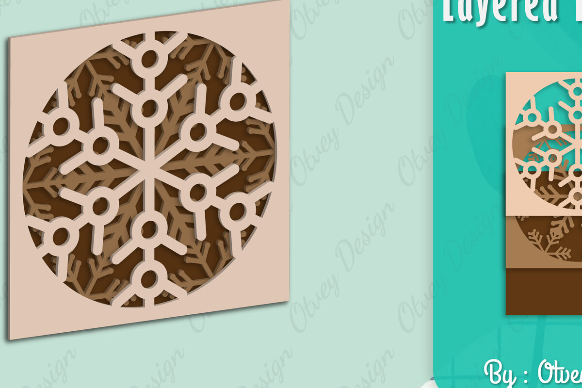 Intra απο ξύλο plywood 3mm-4mm πάχος – Snowflake 3D Lasered Lasercut Δίασταση  20x20 cm INTRAFABR-109158338