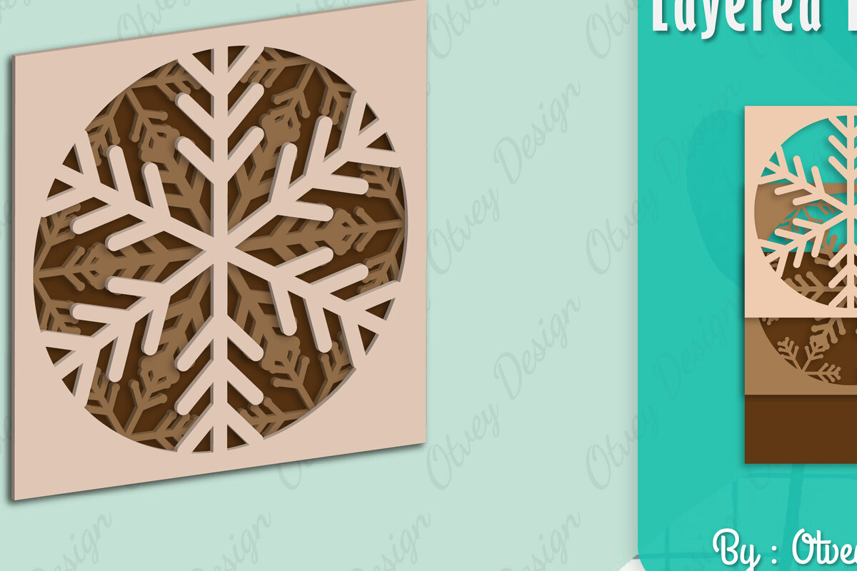 Intra απο ξύλο plywood 3mm-4mm πάχος – Snowflake 3D Lasered Lasercut Δίασταση  20x20 cm INTRAFABR-109158369