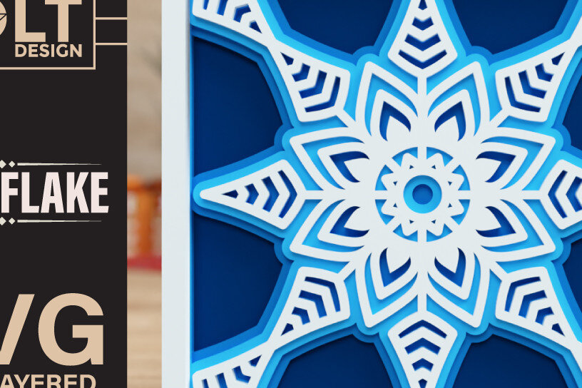 Intra απο ξύλο plywood 3mm-4mm πάχος – Snowflake 3D πολυεπίπεδα κομμένα αρχεία Δίασταση  20x20 cm INTRAFABR-75492028