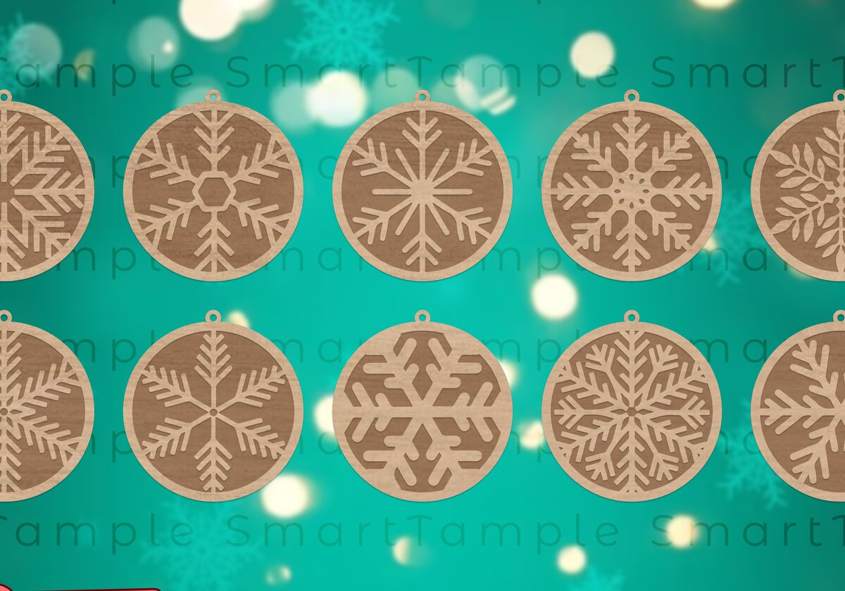Intra απο ξύλο plywood 3mm-4mm πάχος – Στολίδι με μπάλα νιφάδα χιονιού με λέιζερ Δίασταση  20x20 cm INTRAFABR-83710095