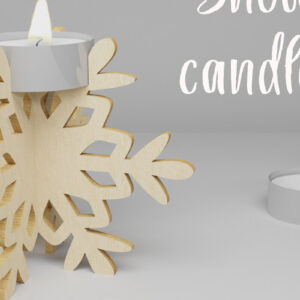 Intra απο ξύλο plywood 3mm-4mm πάχος – Κηροπήγιο Snowflake. 3D Design Δίασταση  40x30 cm INTRAFABR-82306122