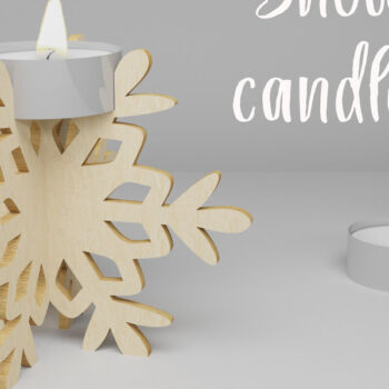 Intra απο ξύλο plywood 3mm-4mm πάχος – Κηροπήγιο Snowflake. 3D Design Δίασταση 40x30 cm INTRAFABR-82306122 - Image 1