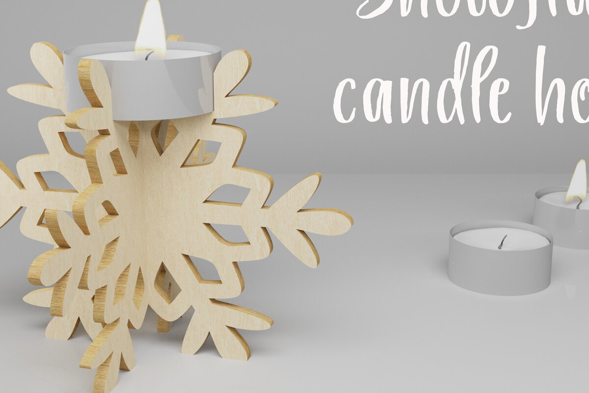 Intra απο ξύλο plywood 3mm-4mm πάχος – Κηροπήγιο Snowflake. 3D Design Δίασταση  40x30 cm INTRAFABR-82306122