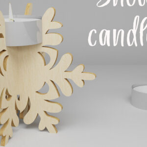 Intra απο ξύλο plywood 3mm-4mm πάχος – Κηροπήγιο Snowflake. 3D Design Δίασταση  40x30 cm INTRAFABR-82309055