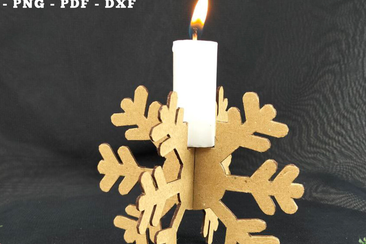 Intra απο ξύλο plywood 3mm-4mm πάχος – Στήριγμα κεριών Snowflake Cut Δίασταση  20x20 cm INTRAFABR-112768322