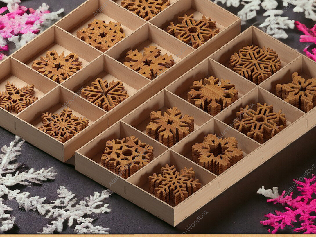 Intra απο ξύλο plywood 3mm-4mm πάχος – Πακέτο Χριστουγεννιάτικου ντεκόρ νιφάδας χιονιού - Laser Δίασταση  20x20 cm INTRAFABR-91975446