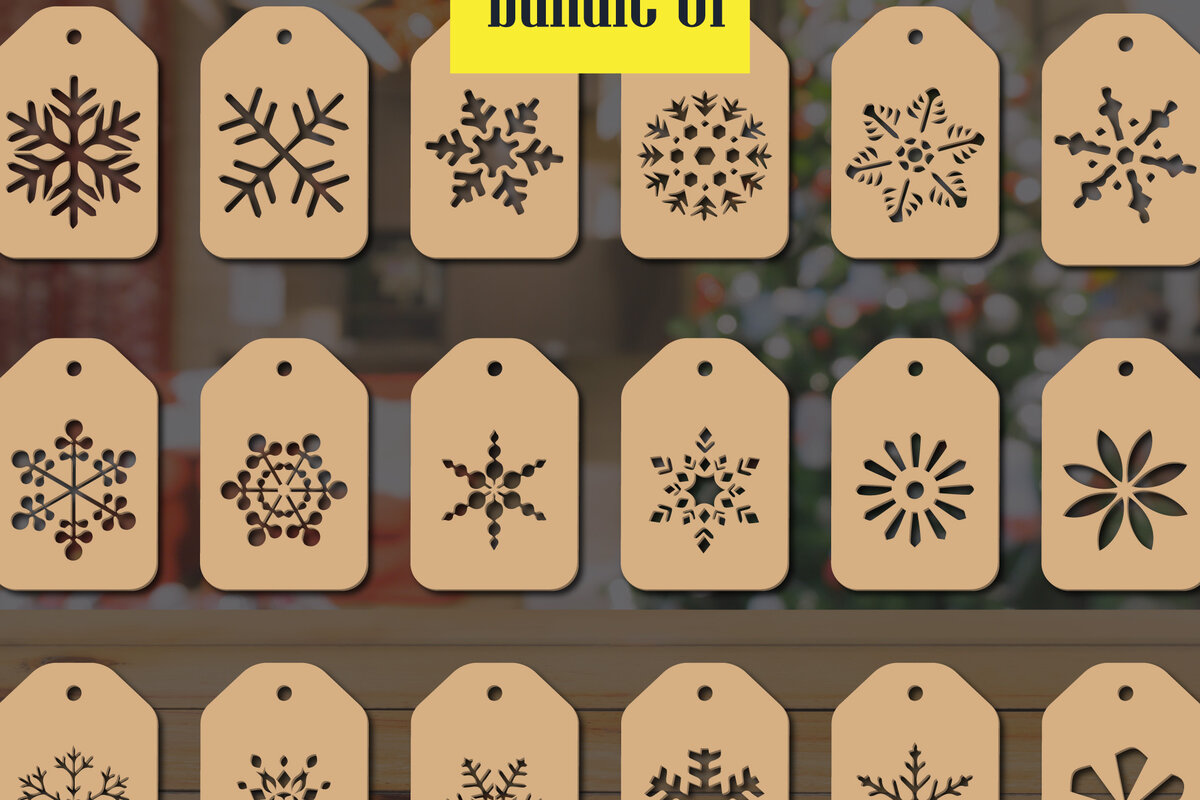 Intra απο ξύλο plywood 3mm-4mm πάχος – Πακέτο αποκοπής ετικετών χριστουγεννιάτικου δώρου νιφάδα χιονιού Δίασταση  20x20 cm INTRAFABR-19092536