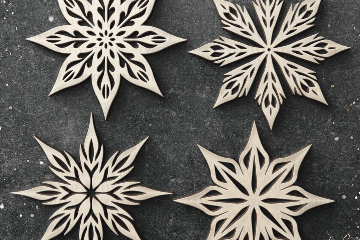 Intra απο ξύλο plywood 3mm-4mm πάχος – Χριστουγεννιάτικη σιλουέτα κοπής με λέιζερ με νιφάδα χιονιού Δίασταση  20x20 cm INTRAFABR-108875011