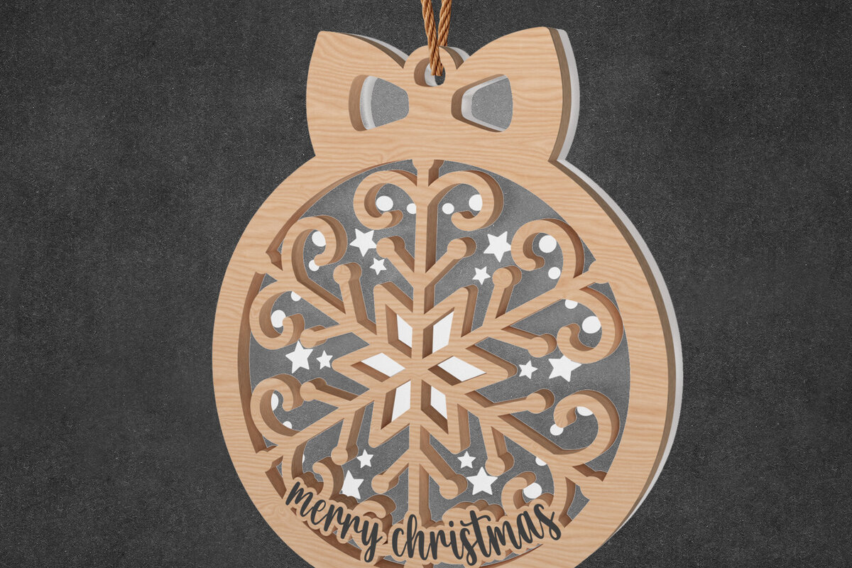 Intra απο ξύλο plywood 3mm-4mm πάχος – Χριστουγεννιάτικο στολίδι με νιφάδα χιονιού Δίασταση  20x20 cm INTRAFABR-108957634
