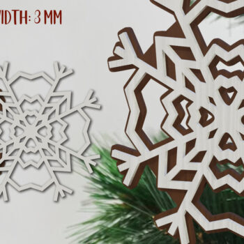 Intra απο ξύλο plywood 3mm-4mm πάχος – Νιφάδα χιονιού. Χριστουγεννιάτικα μοτίβα κοπής με λέιζερ Δίασταση  20x20 cm INTRAFABR-80866901 - Image 1